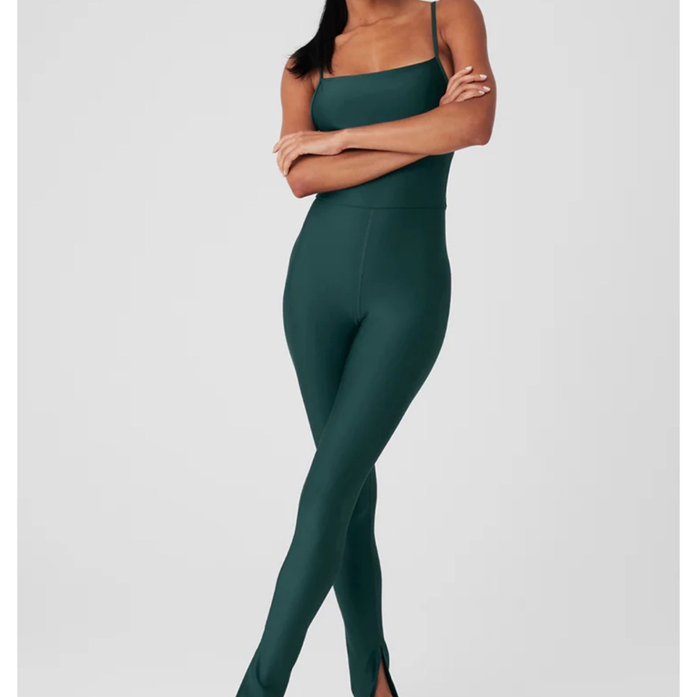 Alo Yoga Airlift Disco Daze Onesie in Midnight Green
